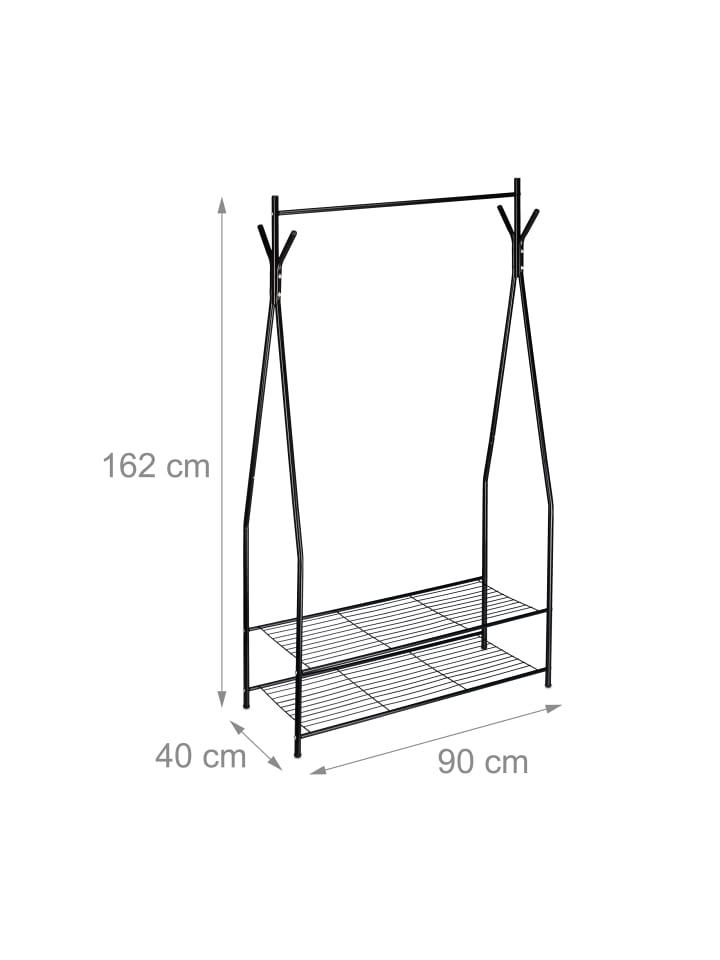 relaxdays Kleiderständer in Schwarz - (B)90 x (H)162 x (T)40 cm günstig kaufen onesize
