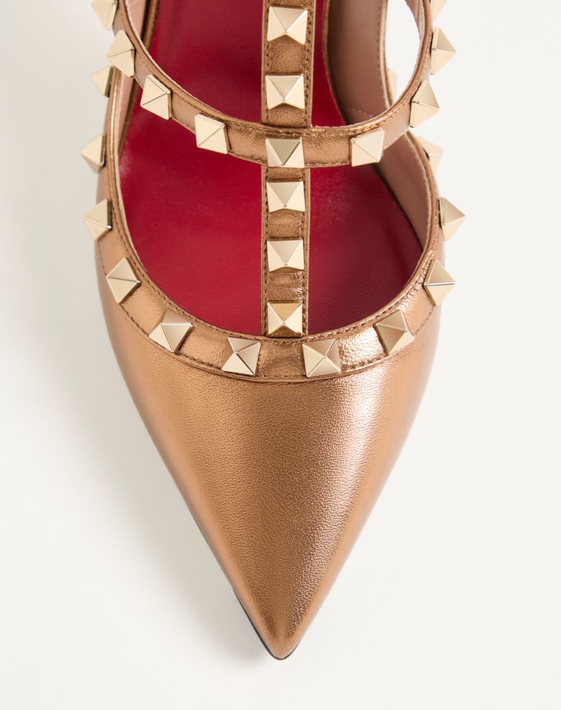 Rockstud Décolleté i 100 mm lamineret nappa