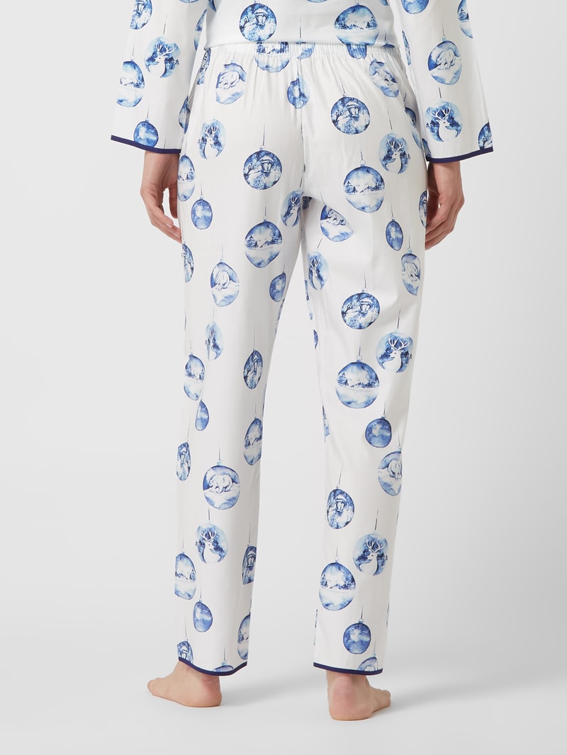 Pyjama-Hose mit Allover-Muster Modell 'Riley' in weiß
