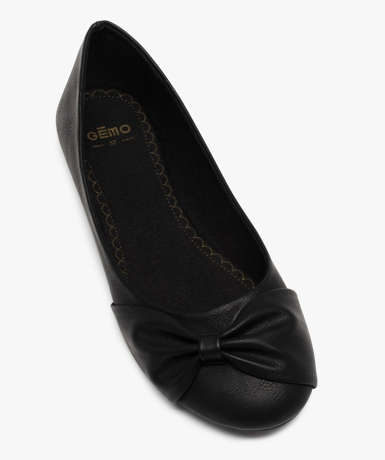 Ballerines femme unies à n?ud drapé noir | GEMO