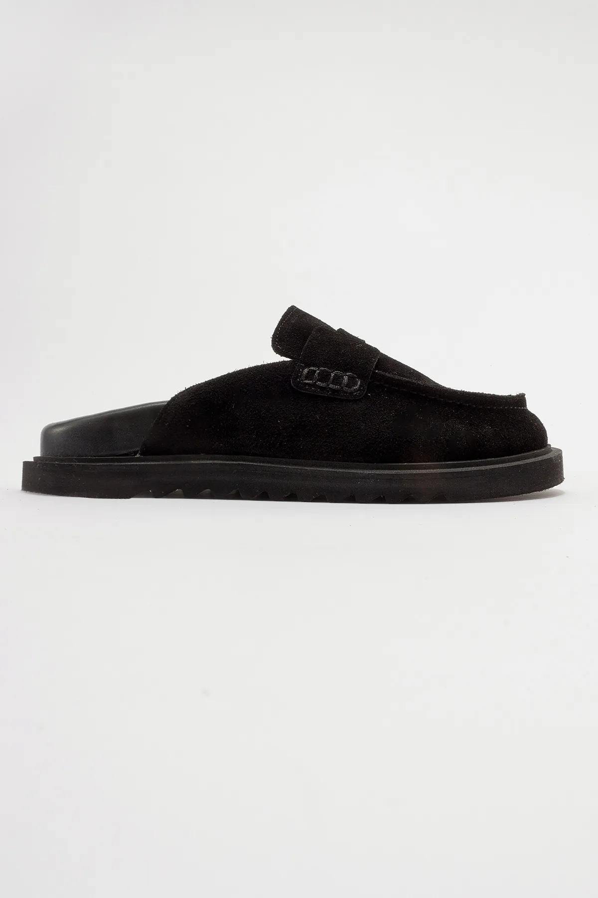 LuviShoes  LAVEN Damen-Hausschuhe aus schwarzem Wildleder und echtem Leder