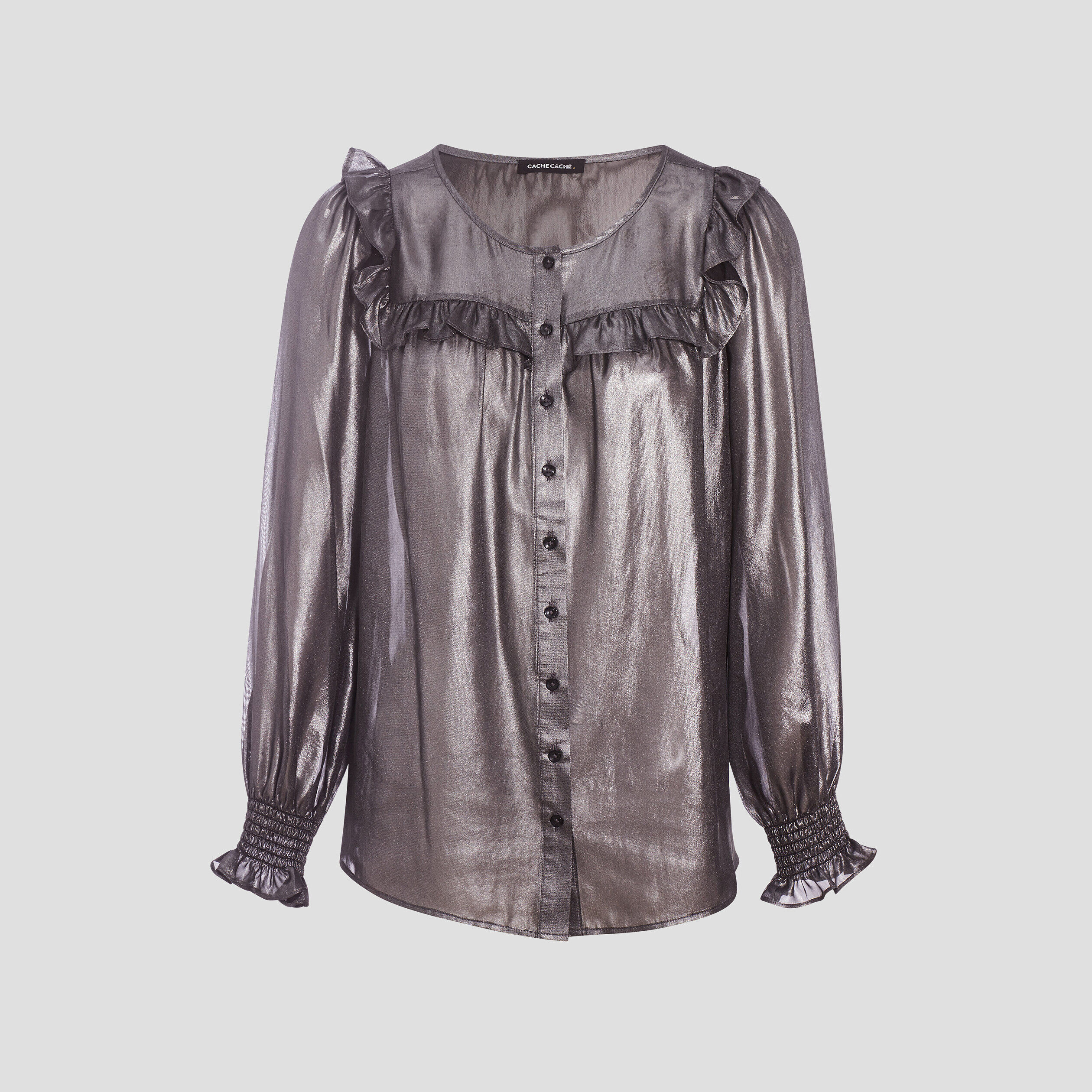 Blouse manches longues gris foncé femme | Cache Cache