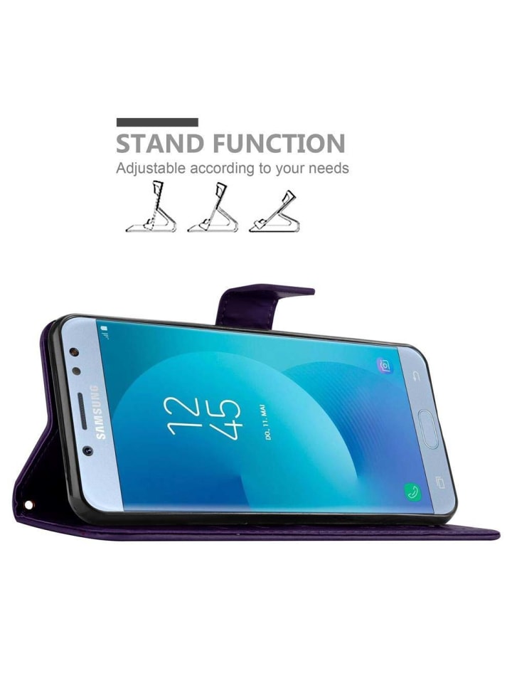 cadorabo Hülle für Samsung Galaxy J5 2017 Blumen Design in FLORAL DUNKEL LILA günstig kaufen onesize