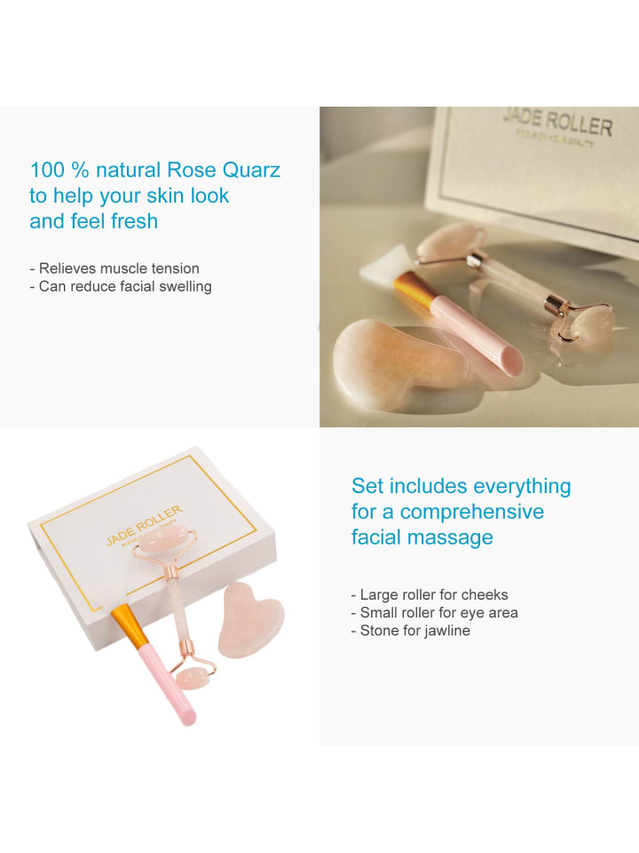 Intirilife 3-teiliges Gua Sha Gesichtsmassage Set in Rosa günstig kaufen onesize