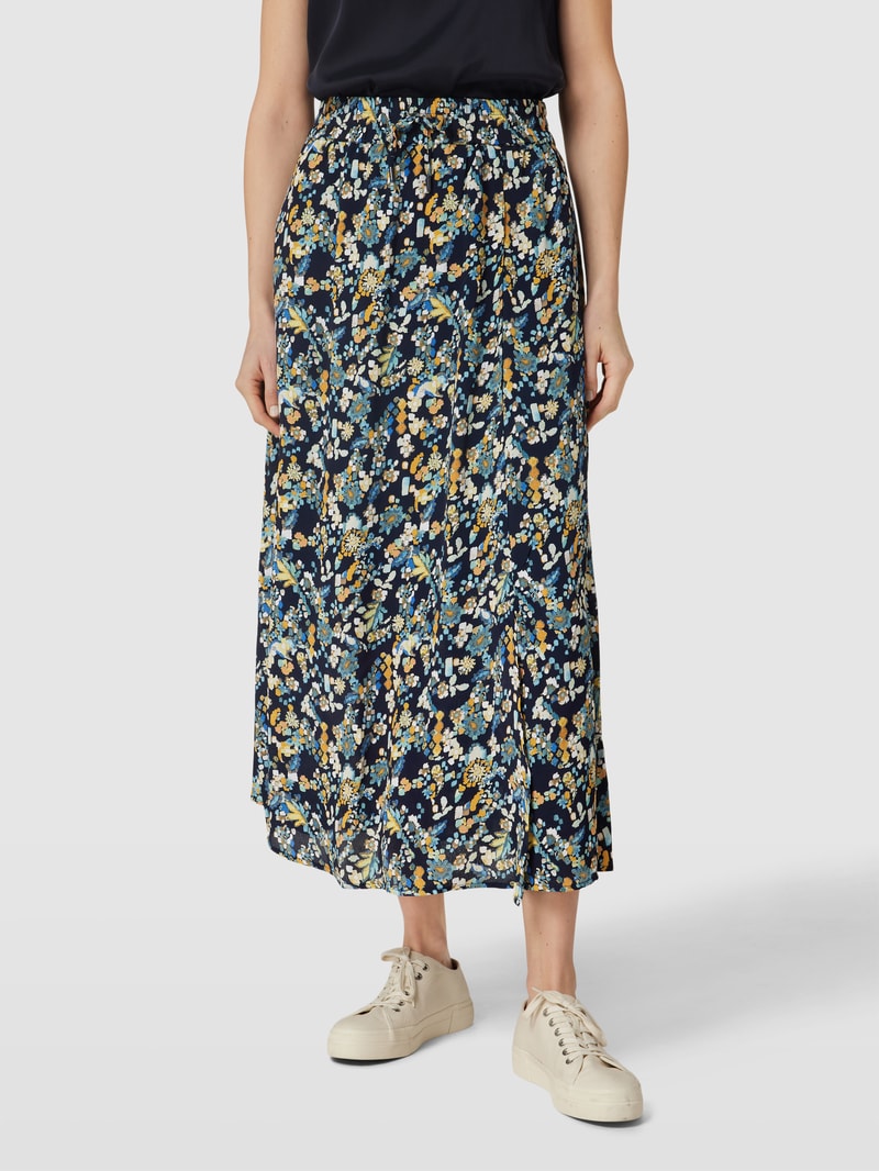 Maxirock mit Allover-Muster Modell 'Blurry' in marineblau