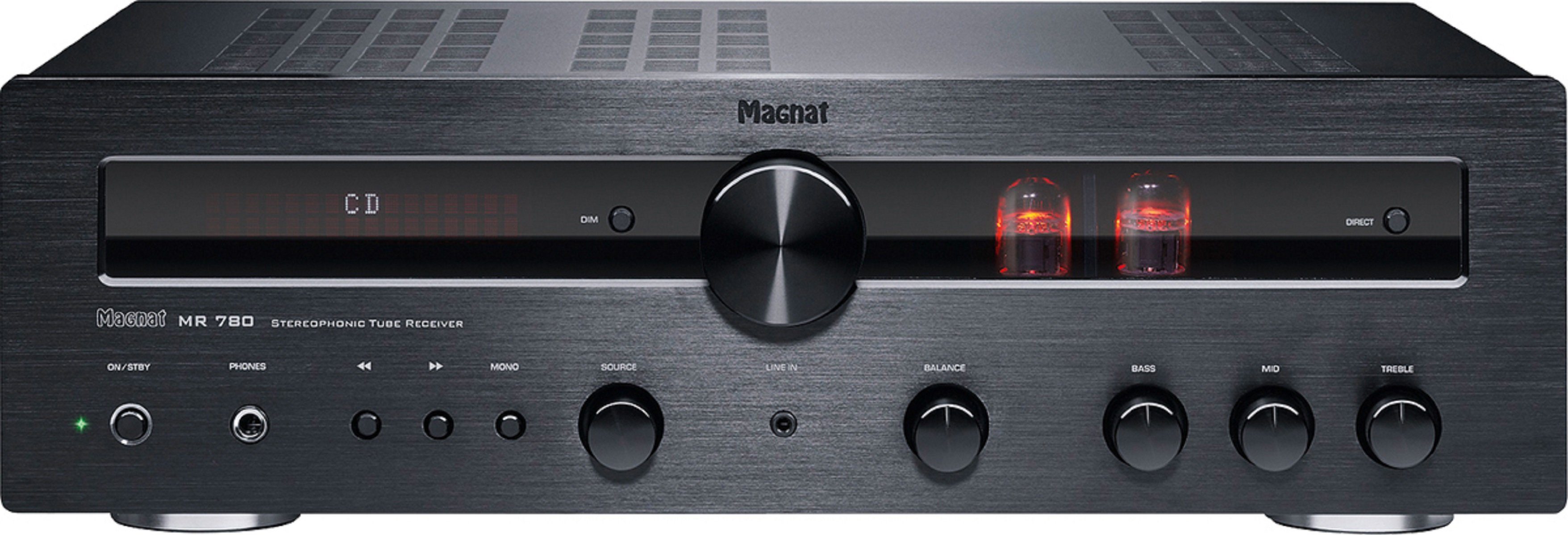 Magnat Receiver MR 780 schwarz AV-Receiver (keine, Stabiles Vollmetallgehäuse mit massiver, gebu?rsteter Aluminiumfront)