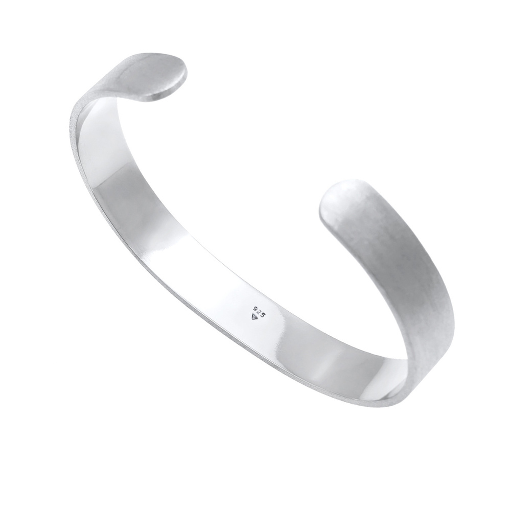 KUZZOI KUZZOI Bracelet Bracelet homme ouvert Matt Wide Basic en 925/1000 argent massif Bracelet