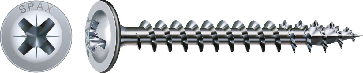 SPAX 0281010350172 Univerzální šroub 3,5 x 17 mm, Zadní stěnová hlava, Křížový PZ2, Celý závit, WIROX - 3000ST