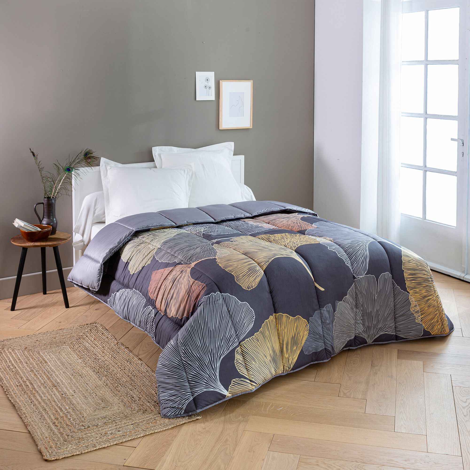 Couette polyester imprimée Ginkgo