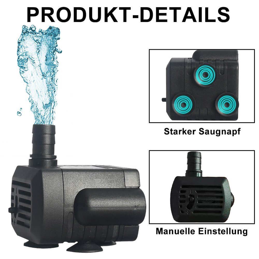 Rosnek Teichpumpe Mini Wasserpumpe,5V,USB,für Aquarium Tischbrunnen, 200 l/h max