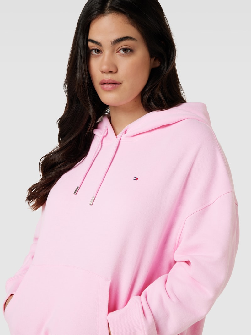 PLUS SIZE Hoodie mit Label-Stitching in rosa