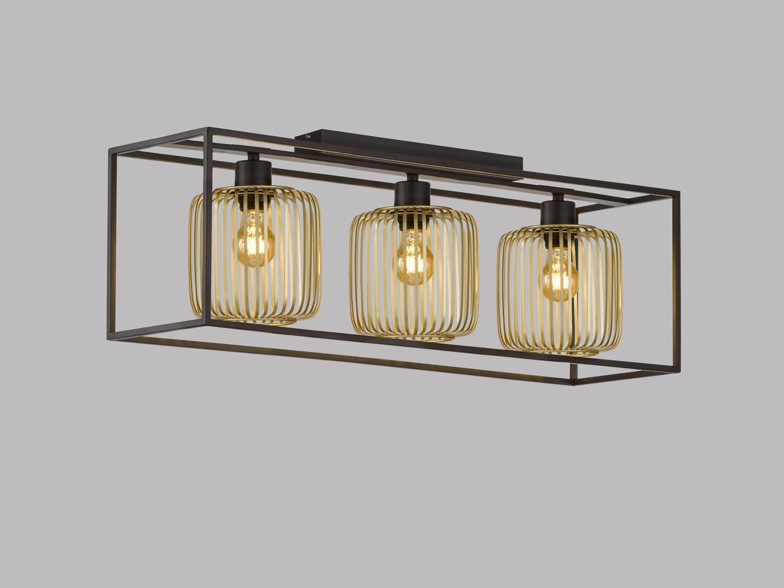 meineWunschleuchte LED Deckenleuchte, Dimmfunktion, LED wechselbar, Warmweiß, ausgefallene große Designer Gitter Lamellen-Lampe Industrial 83cm lang