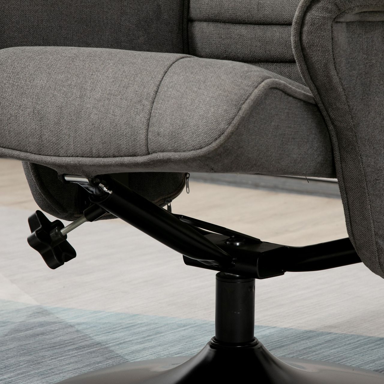HOMCOM Relaxsessel mit Fußhocker verstellbare Rückenlehne für Schlafzimmer Schaumstoff Dunkelgrau 69 x 71 x 104 cm