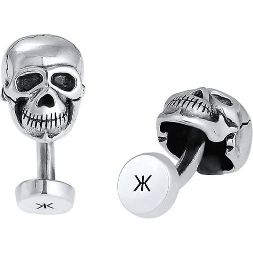 KUZZOI Manschettenknopf Totenkopf Symbol Oxidiert Massiv Cool 925 Silber