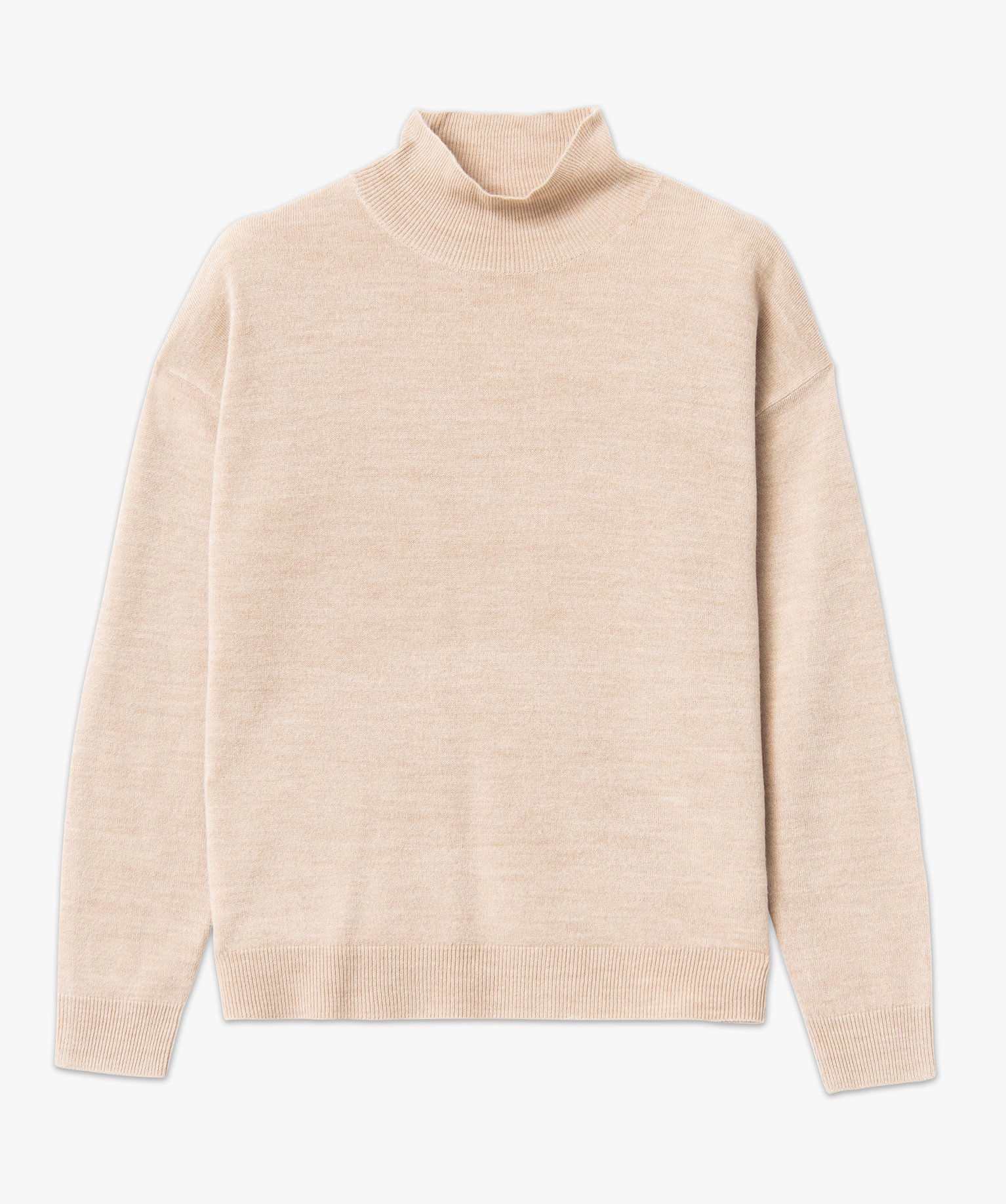 Pull à col montant en maille fine femme beige | GEMO
