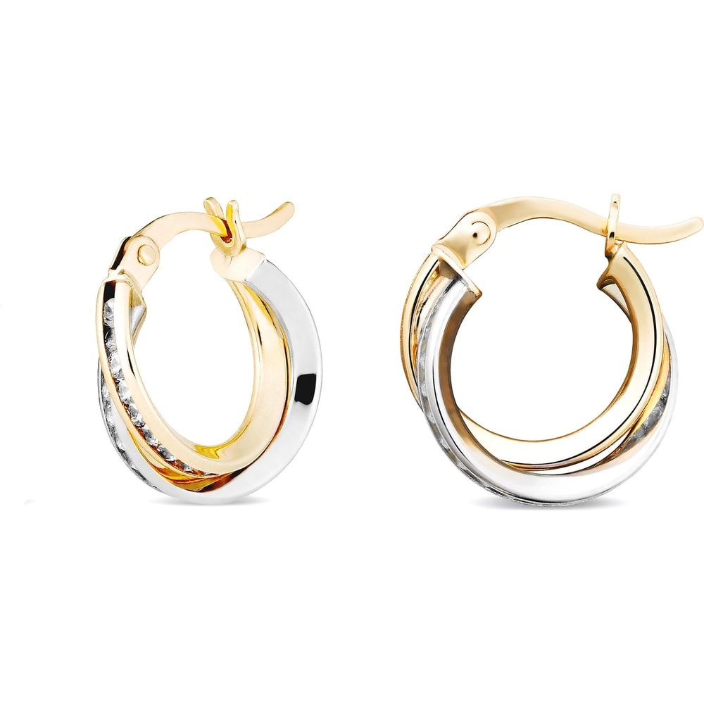 FAVS Créoles 375 Or jaune, 375 Or blanc Boucles d'oreilles