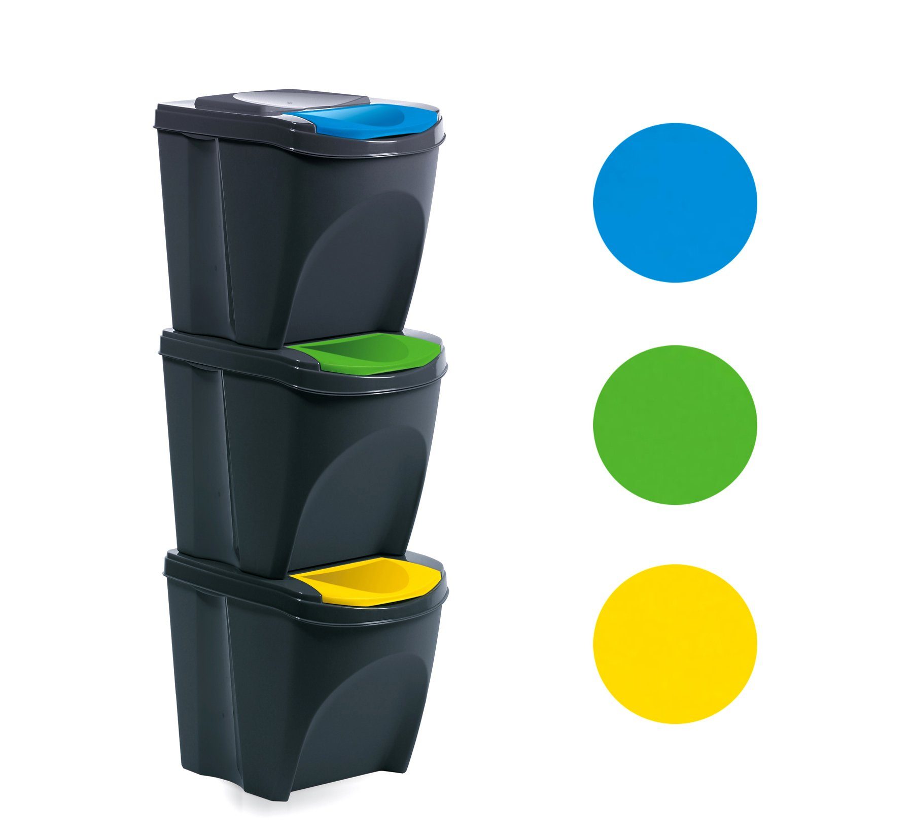BigDean Mülltrennsystem 3 teilig Modulares System Biomülleimer Abfalleimer Mülleimer