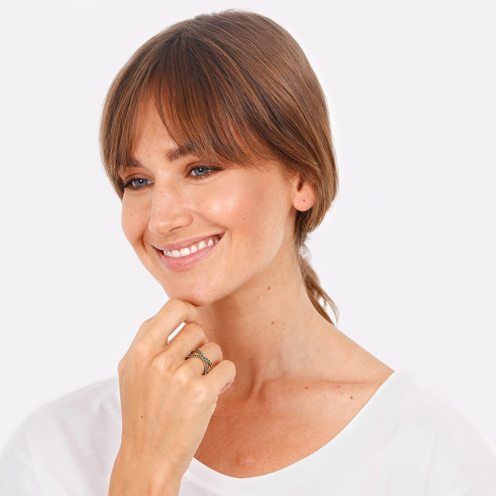 Elli Elli Bague Femmes Enroulement X avec Cristaux de Zirconium en Argent Sterling 925 Bague