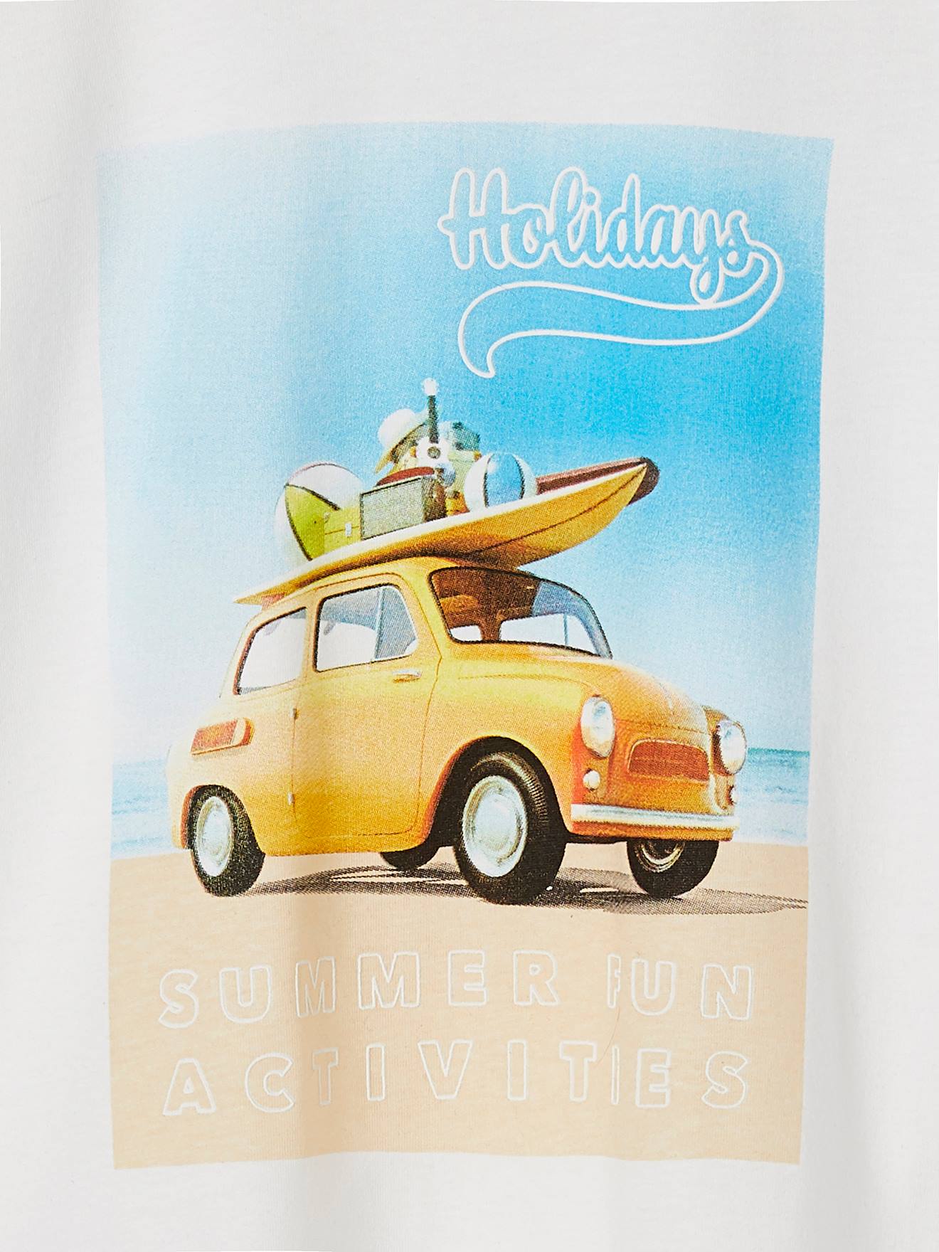 Tee-shirt photoprint voiture garçon inscription en encre gonflante blanc