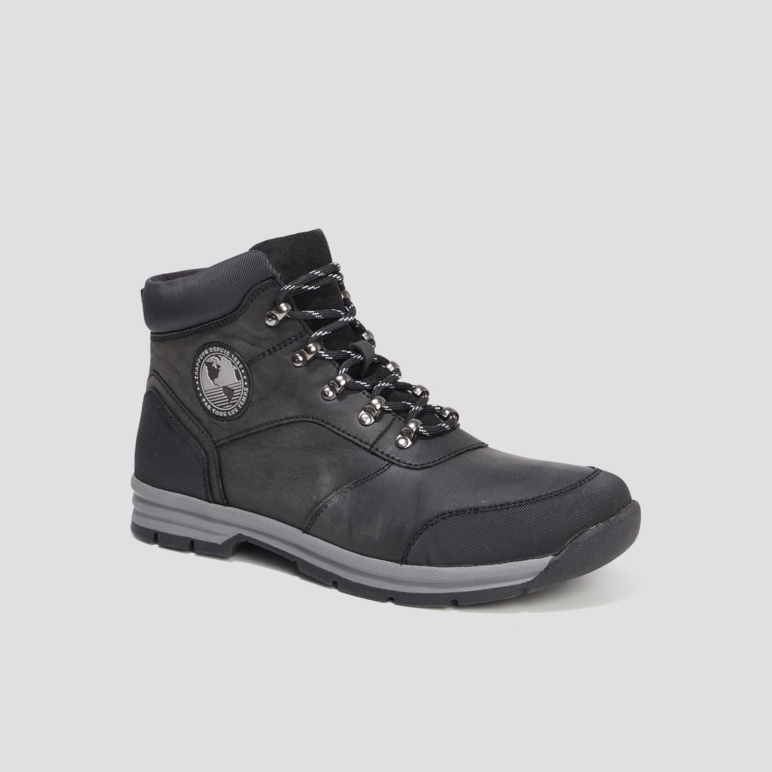 Bottines à lacets en cuir Trappeur noir homme | La Halle