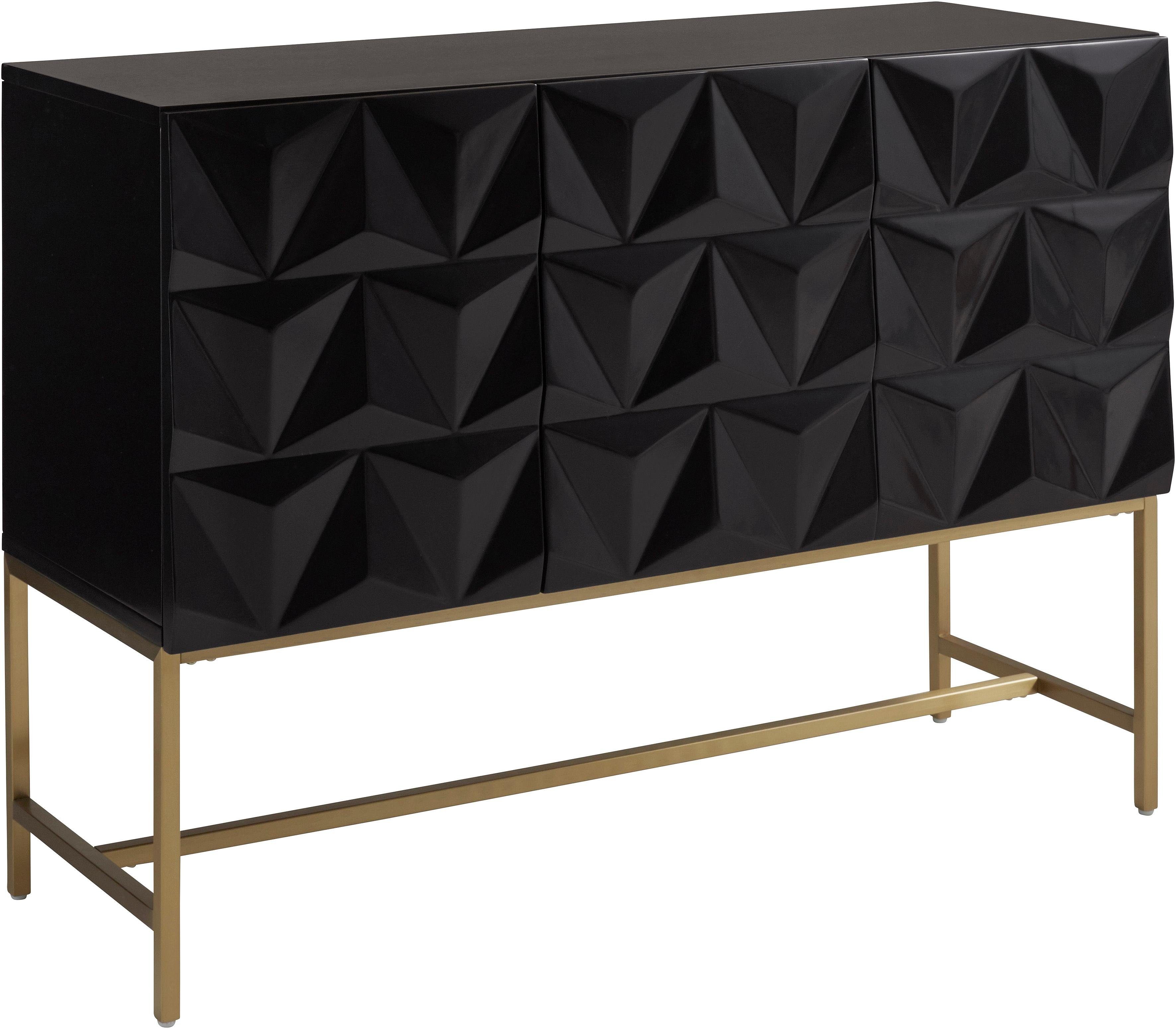 Leonique Sideboard Rovuma, in 3D-Optik und goldfarbenem Metallgestell