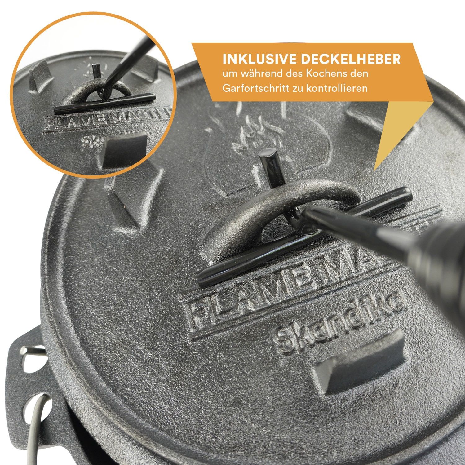 Skandika Dutch Oven Flame Master 5,1 Liter gusseiserne Pfanne