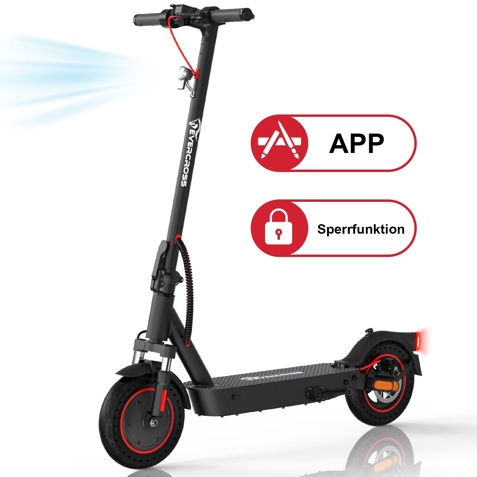 HITWAY E-Scooter 10 Zoll Klappbar E-roller 36V 10,4Ah mit Straßenzulassung und APP, 400,00 W, 20,00 km/h, APP-Sperrfunktion
