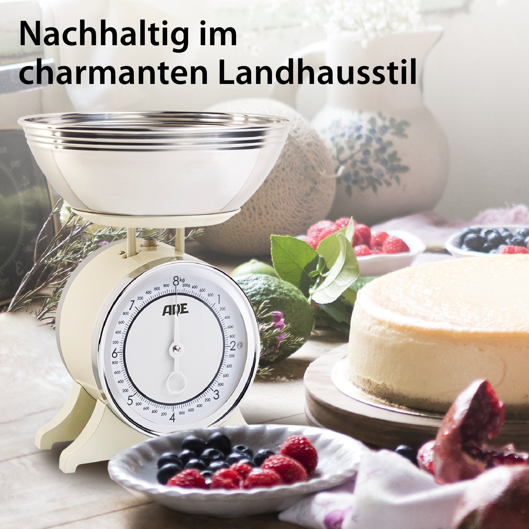 ADE Schüsselwaage KM1500, nostalgische Schüsselwaage im Retro-Design, Landhausstil