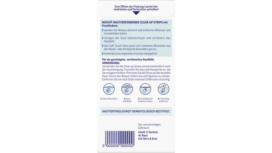 NIVEA Hautverfeinernde Clear Up Strips 6 Sachets