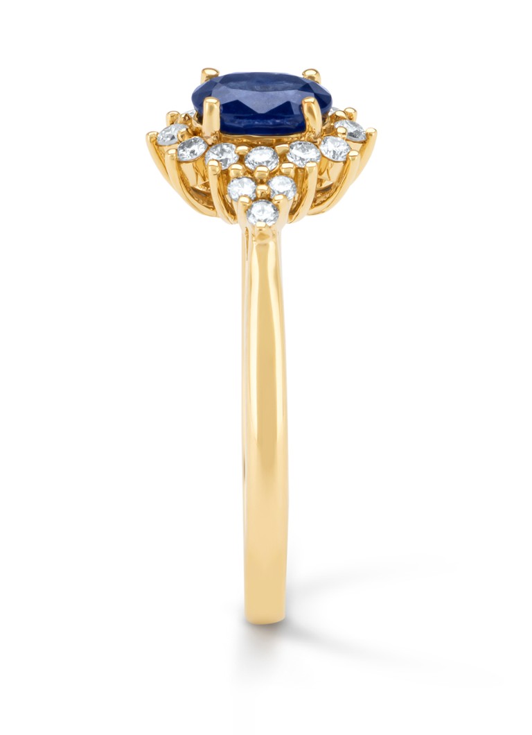 Diamond Point Yellow gold ring, 0.60 ct blue sapphire, Eden