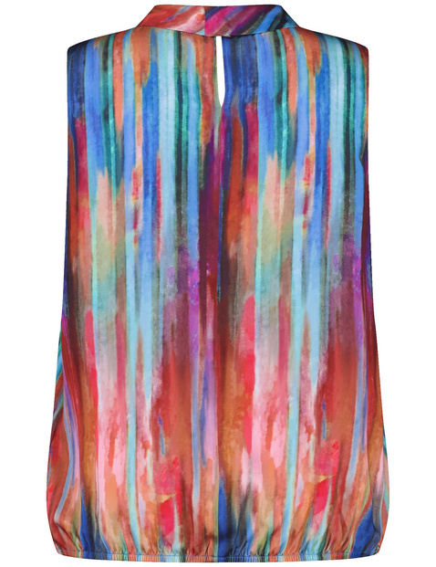 Ärmellose Bluse mit Stehkragen