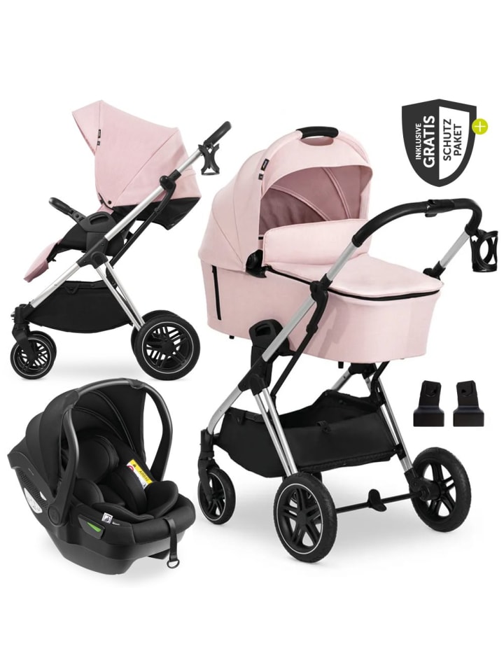 Hauck 3in1 Kinderwagen-Set Vision X Trio Set Black in rosa günstig kaufen onesize