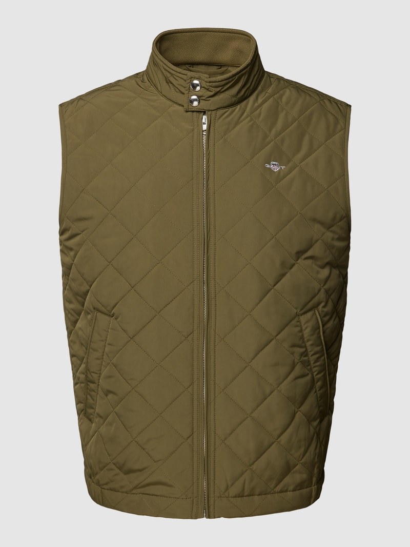 Weste mit Label-Stitching in olivgrün