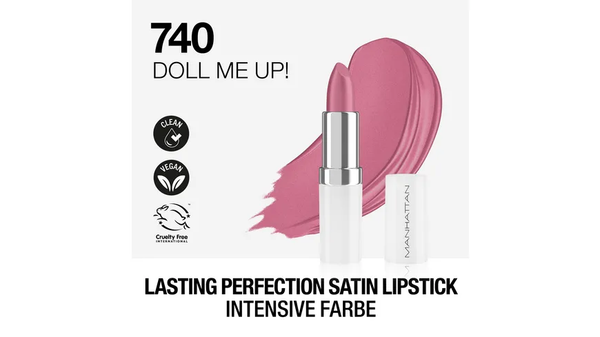MANHATTAN COSMETICS Lasting Perfection Satin Lipstick 12.6 g 740 - Doll Me Up!