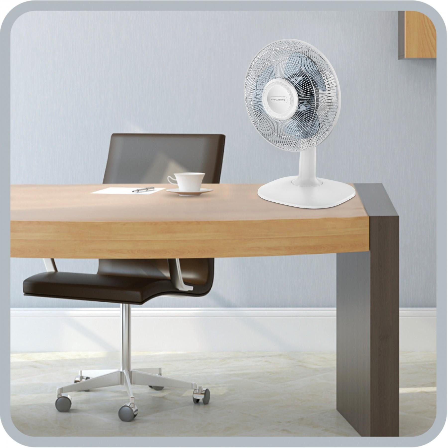 Rowenta Tischventilator VU 2310 Essential+ weiß, 2 Geschwindigkeitsstufen, oszillierend, leise