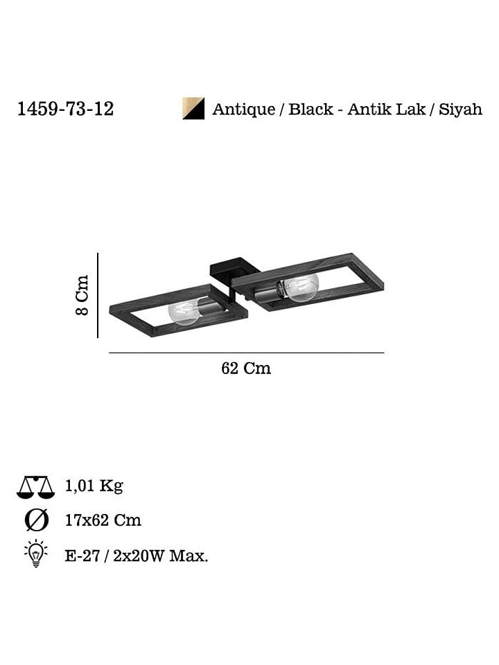 Opviq Deckenleuchte in Braun/ Schwarz - (B)62 x (H)8 cm günstig kaufen onesize