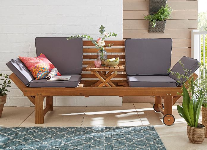 MyFlair Multifunktionsbank mit Rollen Gartenbank 