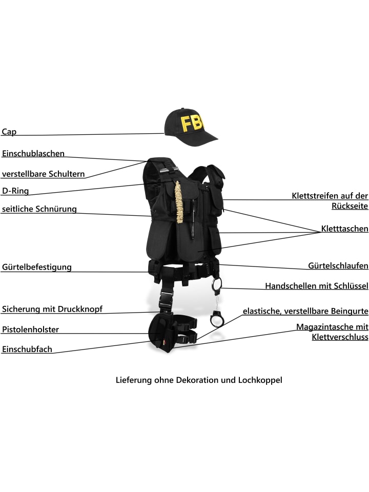 Normani Outdoor Sports SWAT/POLICE/SECURITY Kostüm Karneval in FBI günstig kaufen