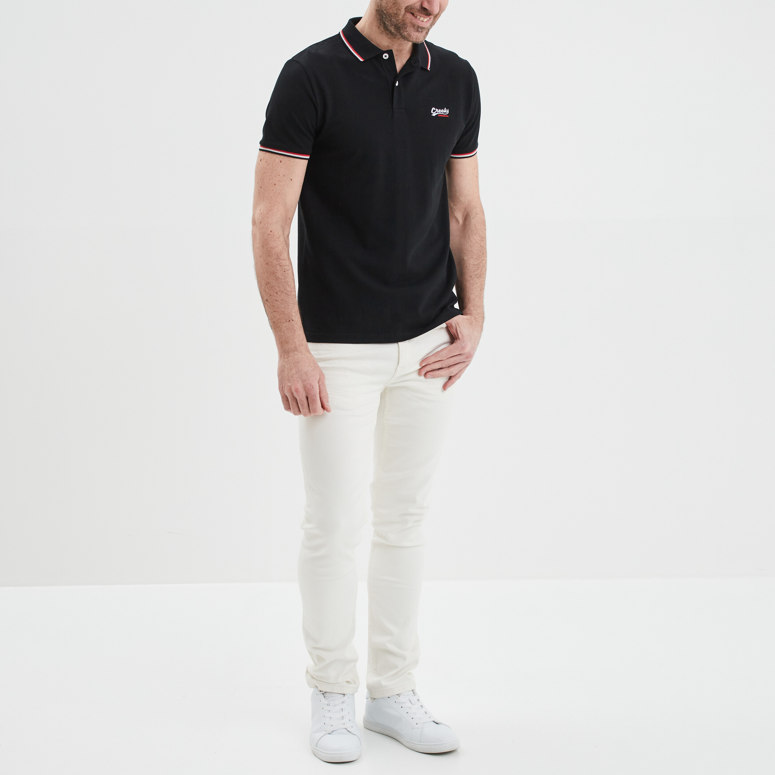 Polo avec broderie poitrine Creeks noir homme | La Halle