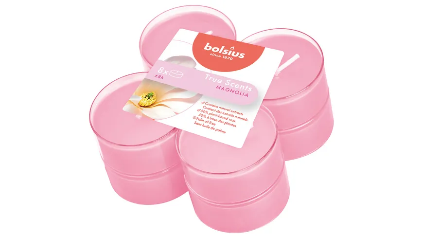 bolsius Maxi-Teelichte True Scents 8h 8er Pack Magnolie Magnolie