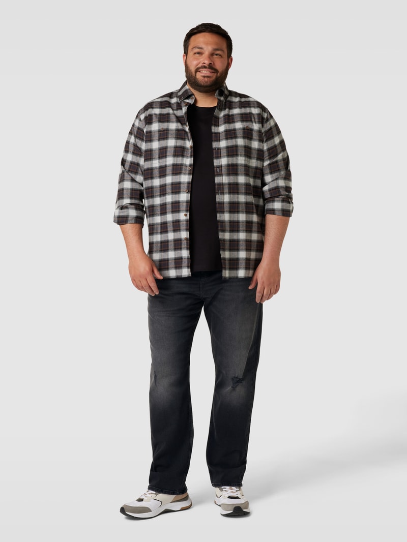 PLUS SIZE Regular Fit Jeans im Used-Look in schwarz