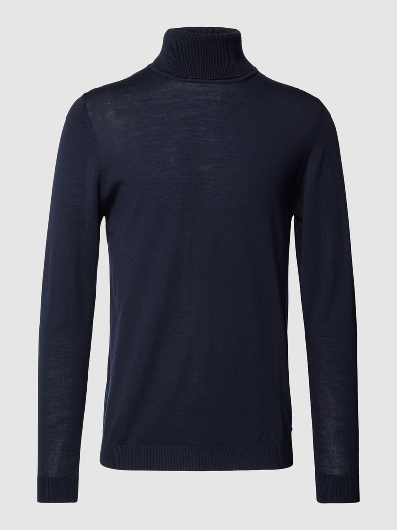 Rollkragenpullover im unifarbenen Design in marineblau