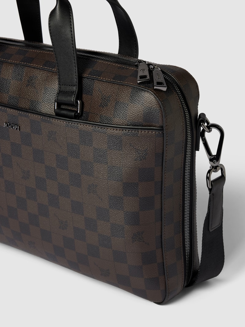 Laptoptasche mit Allover-Muster Modell 'cortina' in dunkelbraun