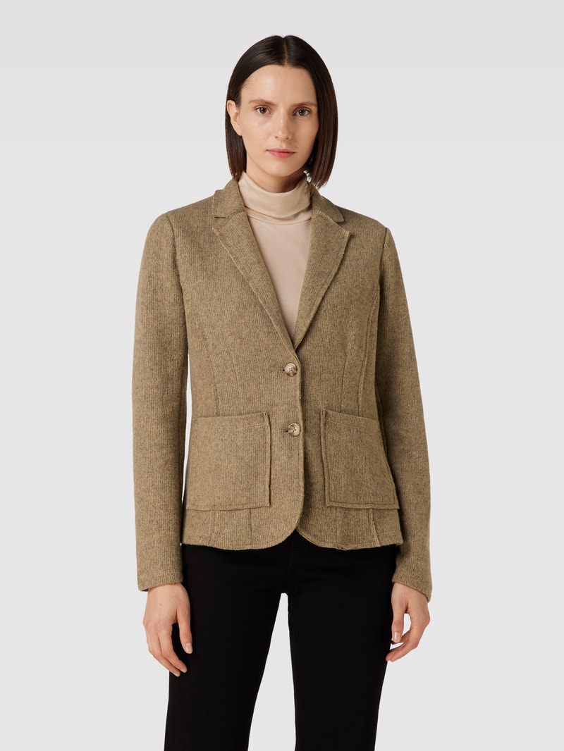 Strickblazer mit Eingrifftaschen in beige meliert