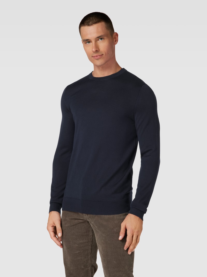 Longsleeve aus Woll-Mix in marineblau