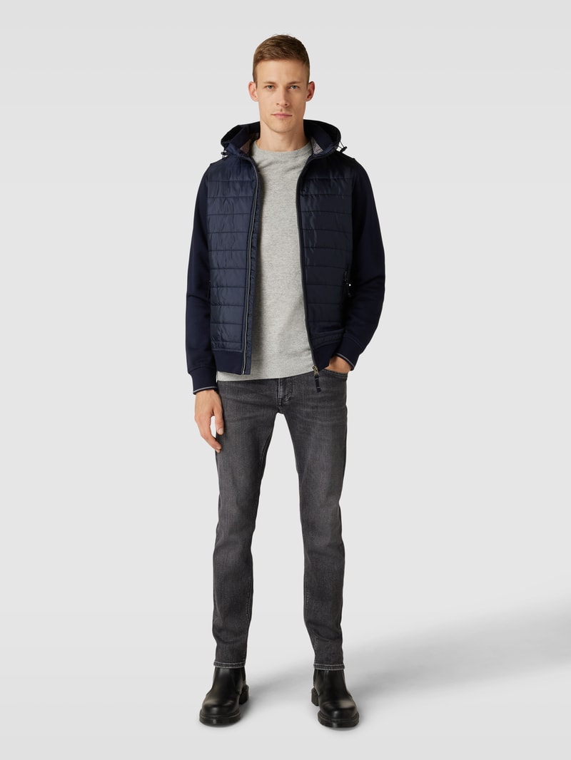 Sweatjacke mit Stepp-Einsatz in marineblau