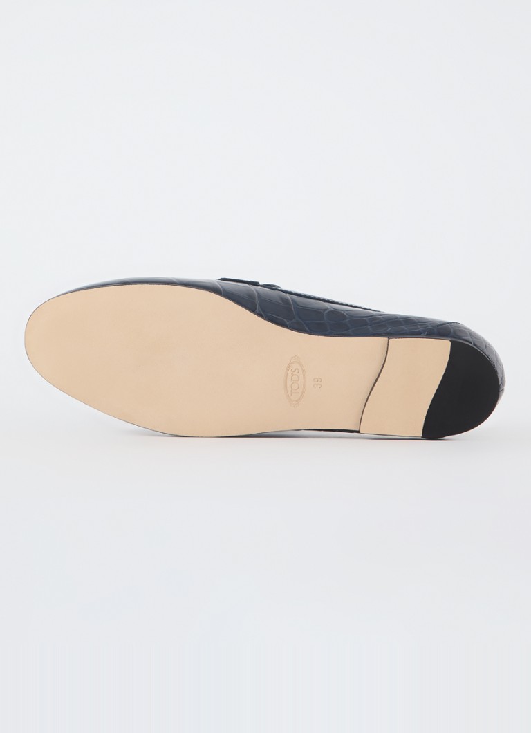 Tod's Kate veršiuko odos mokasinai su krokodilo tekstūra
