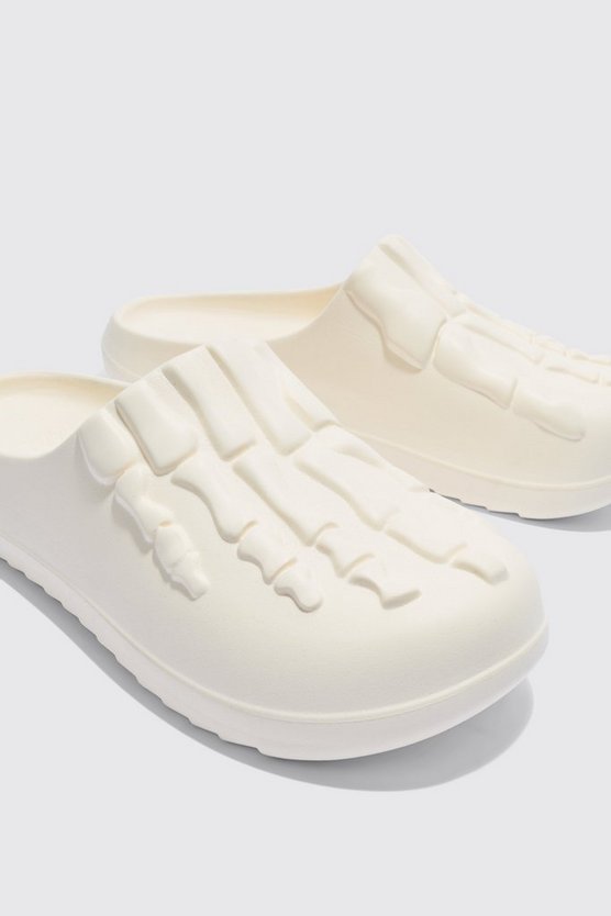 Perforierte Mules mit Skelett-Print