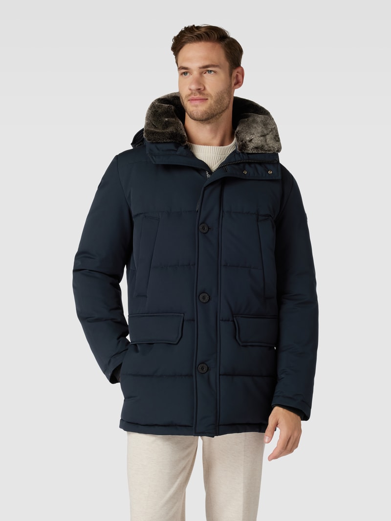 Parka mit Knopf- und Reißverschluss in marineblau