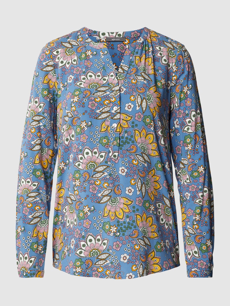 Schlupfbluse mit Paisley-Muster in rauchblau